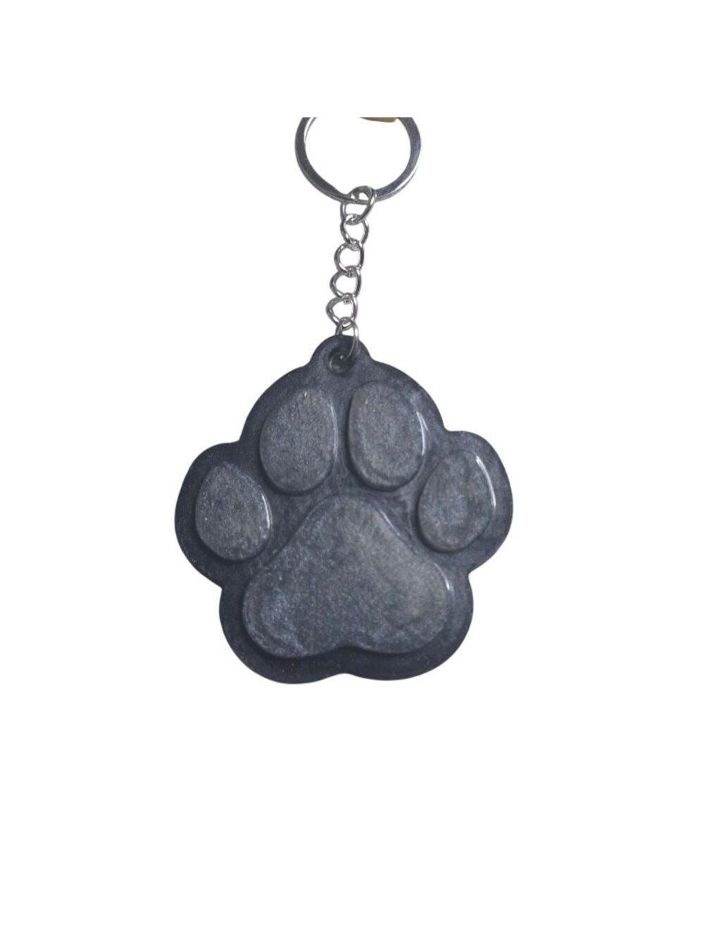 Handmade Resin Paw Print Keychain Black Pet Lover Gift Lightweight 2.25 in